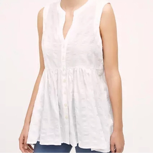 Anthropologie Tops - Anthro’s tylho white Lenora peplum top